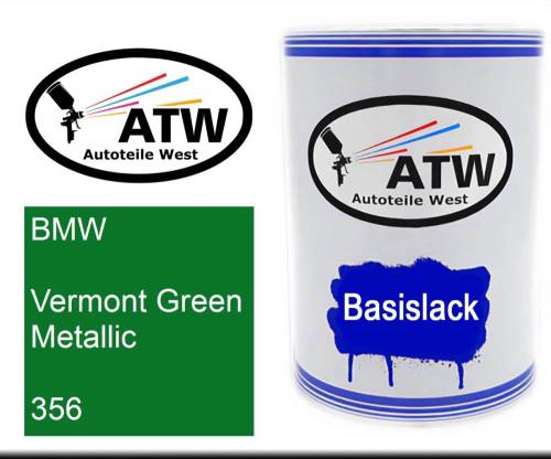 BMW, Vermont Green Metallic, 356: 500ml Lackdose, von ATW Autoteile West.